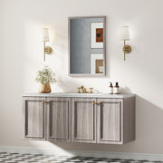 HOMCOM Wall Bathroom Mirror, 40 x 60 cm Wall-Mounted Mirror for Living Room, Bedroom, Hallway, Grey AOSOM