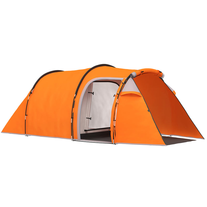 3 Person Camping Tent with Separate Porch for Extra Storage and Easy Access Orange