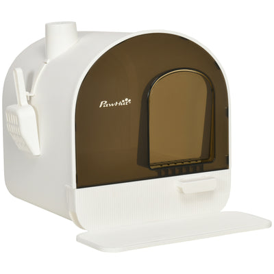 Covered Cat Litter Box with Scoop and Filter for Odour Control and Easy Cleaning, Grey