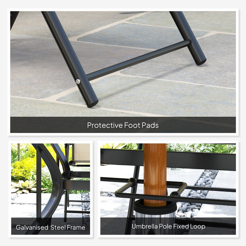 Five Piece Steel Frame Patio Set in Khaki and Black by Outsunny