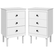 Set of 2 Modern Bedside Tables with 3 Drawers Ideal for Bedroom Storage White