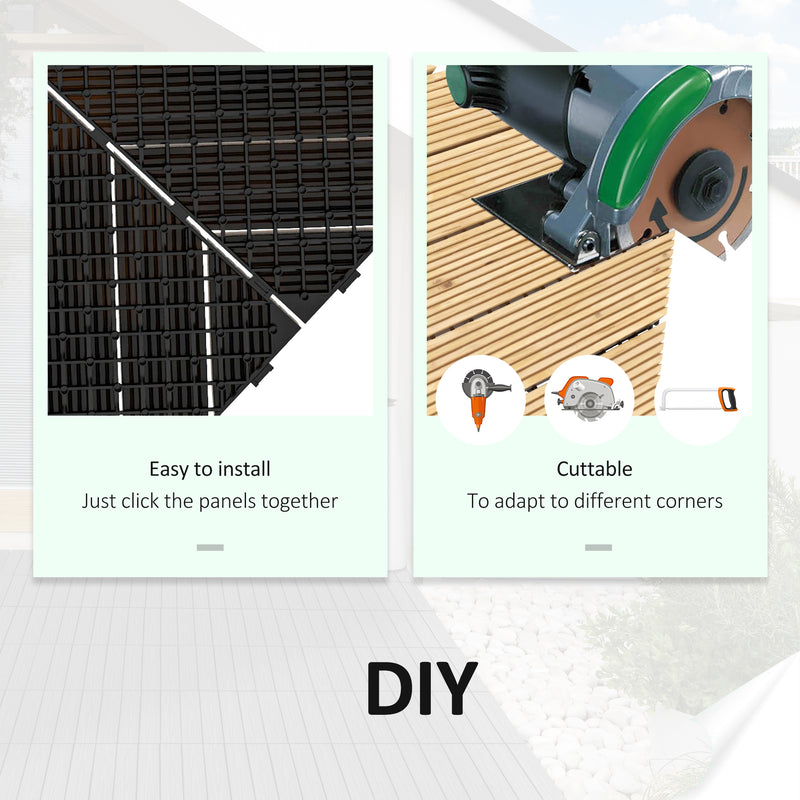 Wooden Garden Decking Tiles Pack of 9 For Garden Patio Balcony Terrace Or Hot Tub 30x30cm