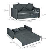 2 Seater Convertible Sofa Bed With Hidden Storage For Living Room Or Guest Room Dark Grey