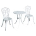 White 3 Piece Antique Garden Bistro Set Cast Aluminium with Umbrella Hole by Outsunny