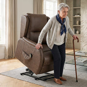 Electric Recliner Armchair Power Lift Brown - angle view