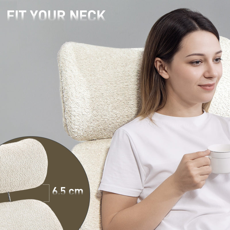 Ergonomic Office Chair with Adjustable Headrest and Boucle Fabric for All Day Comfort Pale Grey AOSOM