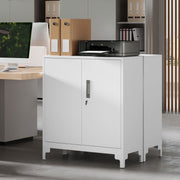 Metal Storage Cabinet with Lockable Doors for Secure Home or Office Organisation White AOSOM
