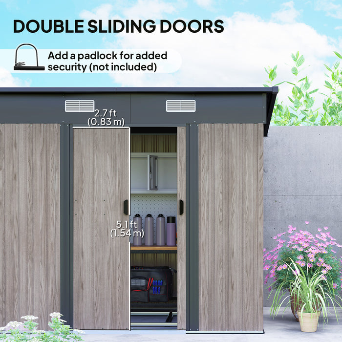 Grey Wood Grain Outdoor Garden Storage Shed with Weatherproof Design by Outsunny