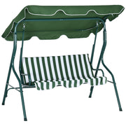 Green 3 Seater Garden Swing Chair With Adjustable Canopy For Relaxing Outdoors