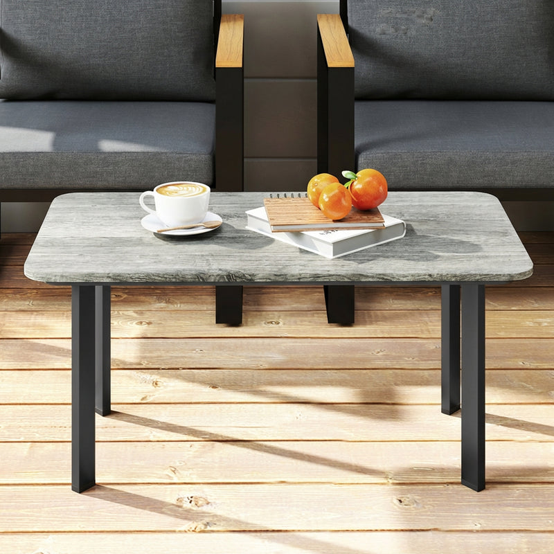 Outdoor Coffee Table with Weatherproof Composite Top for Garden or Patio Use Grey Outsunny