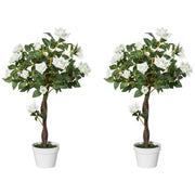 Set of 2 White Rose Artificial Plants 90cm Tall Ideal for Indoor or Outdoor Decor