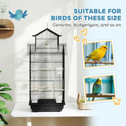 Metal Bird Cage with Swing Perch Food Tray and Handle for Finches and Canaries by PawHut