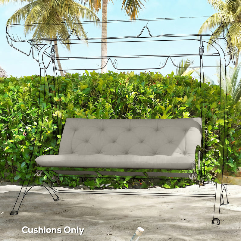 Outdoor Bench Cushion for 2 Seater Benches or Swing Chairs Easy Care Light Grey AOSOM