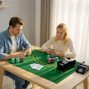 300 Piece Poker Chip Set with Card Shuffler and Mat for Casino Games Silver Tone AOSOM