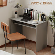 Compact Computer Desk With Storage Shelf For Home Office Or Study Room, Grey