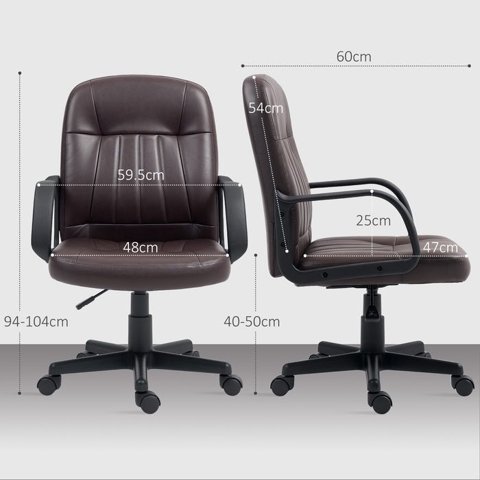 Dark Brown Swivel Executive Office Chair PU Leather With Padded Seat by HOMCOM