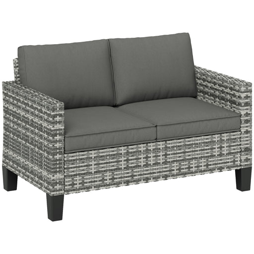 Light Grey Two Seater Rattan Outdoor Sofa for Garden and Patio by Outsunny