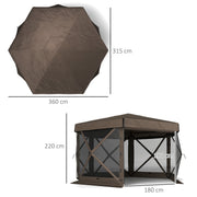 Brown 3m Hexagon Pop Up Gazebo with 5 Sides Waterproof UV Resistant by Outsunny