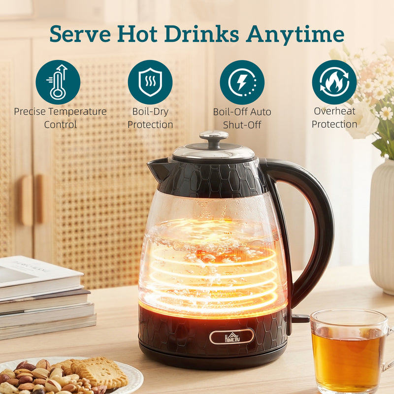 Fast Boil Kettle and 2 Slice Toaster Set with Adjustable Browning Control Black AOSOM