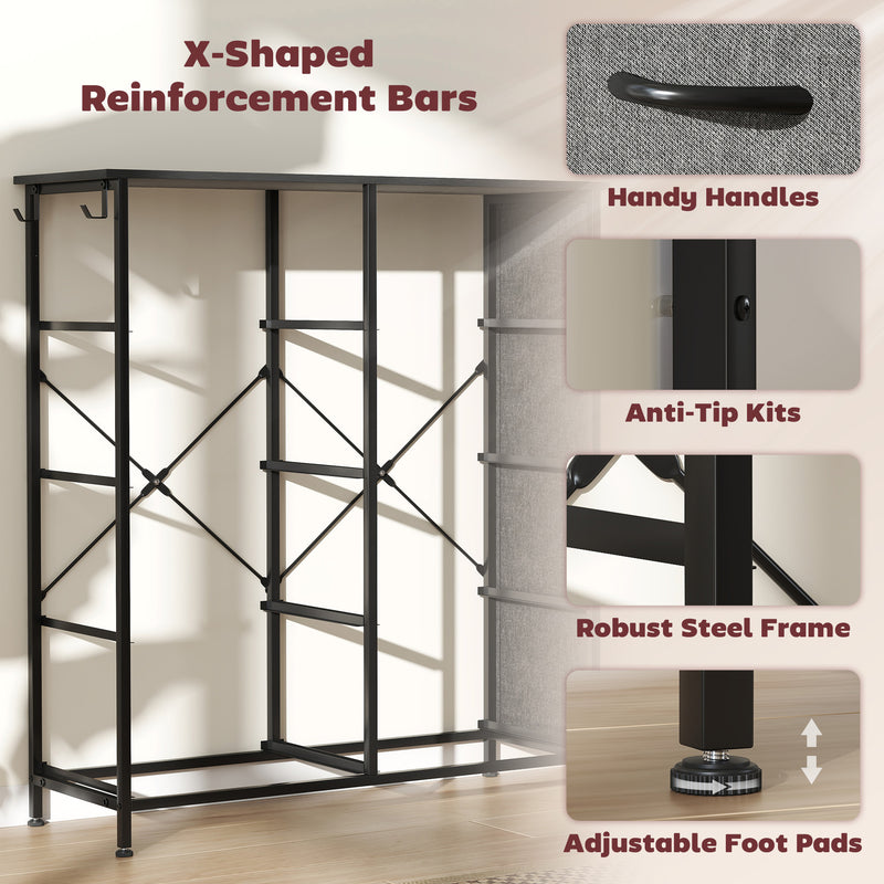 Tall Chest of 8 Drawer Storage Unit with Fabric Bins for Bedroom or Hallway, Charcoal Grey