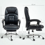 Reclining Faux Leather Office Chair With Footrest For All Day Comfort Black