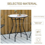 Outsunny Φ60cm Mosaic Outdoor Patio Table - Red AOSOM