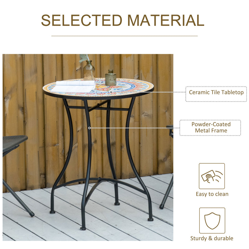 Outsunny Φ60cm Mosaic Outdoor Patio Table - Red AOSOM