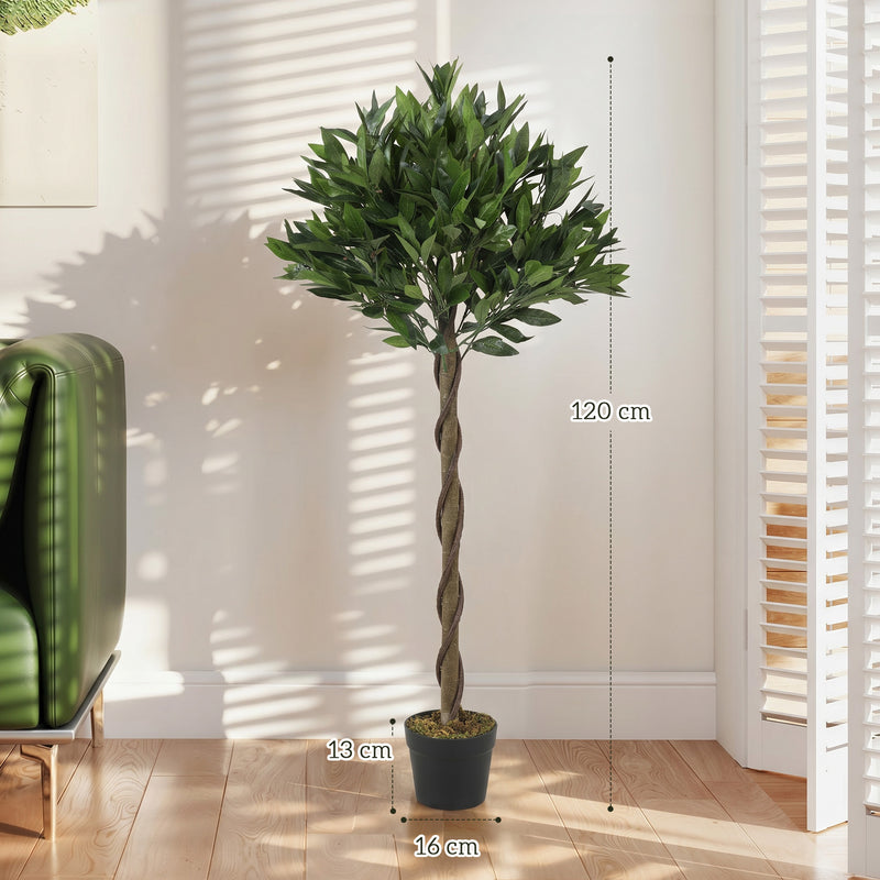 Artificial Bay Laurel Topiary Trees Set of 2 for Low Maintenance Front Door Greenery Green