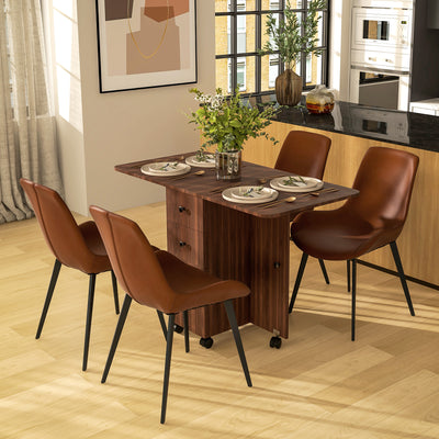 Six Seater Drop Leaf Dining Table With Storage Distressed Brown by HOMCOM