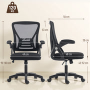 Ergonomic Mesh Office Chair With Adjustable Height And Flip Up Arms For Home Desk Black AOSOM