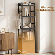 Slim Bookshelf with Drawer and Hooks for Small Spaces and Organised Storage Black AOSOM