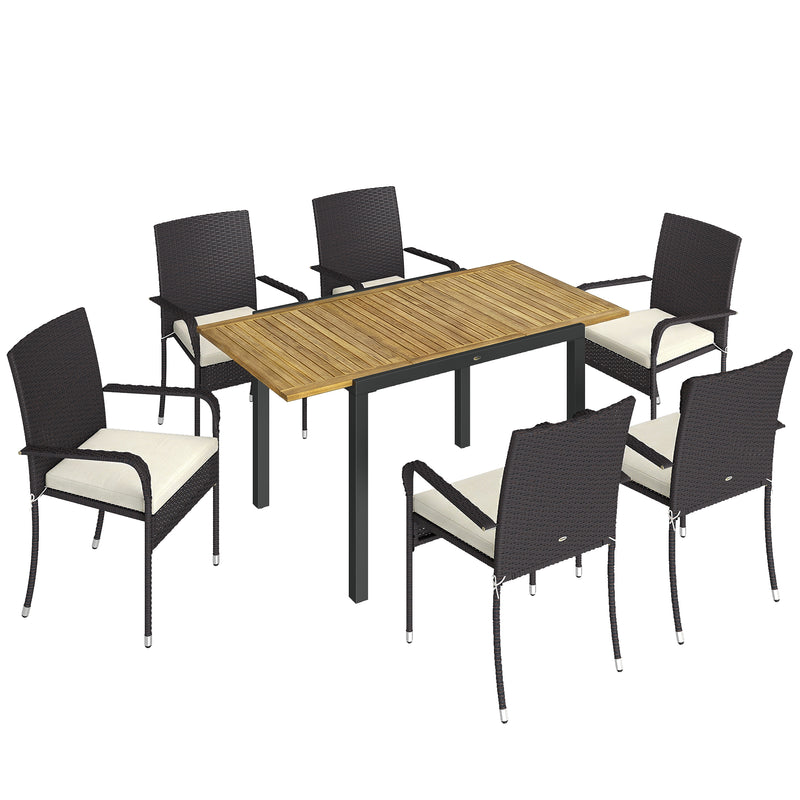 7 Piece Garden Dining Set with Extendable Table and Stackable Chairs for Flexible Outdoor Seating