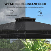 3x3m Metal Garden Gazebo with 2 Tier Canopy for All Weather Shelter and Gatherings, Black Outsunny