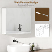 Wall Mounted Double Door Bathroom Cabinet With Mirror And Storage Shelves, White AOSOM