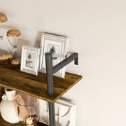 Rustic Brown Wall Mounted Floating Shelf With 4 Hooks for Living Room or Hallway by HOMCOM