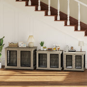 Indoor Dog Crate End Table with Soft Cushion and Lockable Door for Medium Dogs Black