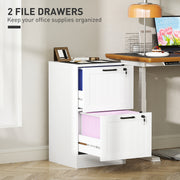 2 Drawer Lockable Filing Cabinet with Adjustable A4 File Bars for Office Storage White