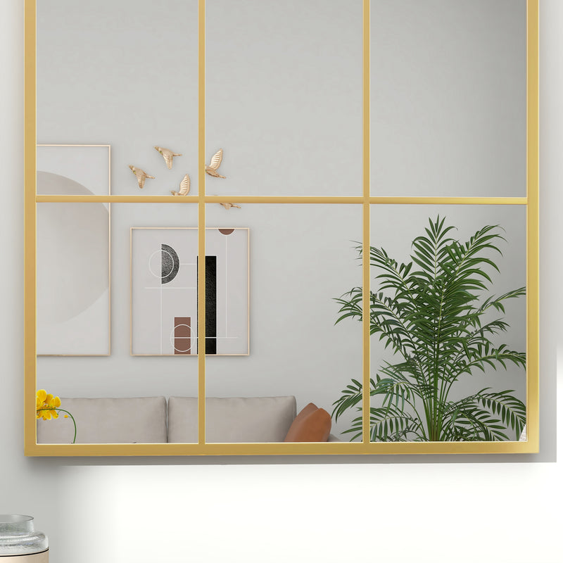 Modern Arched Wall Mirror Gold 91 x 60 cm for Living Room and Bedroom by HOMCOM