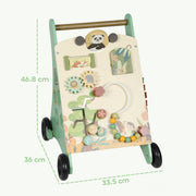 Wooden Baby Push Walker With Xylophone Bead Maze And Speed Control Toy Green AOSOM
