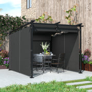 Dark Grey 3 x 3 m Retractable Roof Pergola with Curtains for Garden by Outsunny