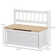 Wooden Toy Storage Bench with Safety Lid Doubles as Seat and Organiser, White
