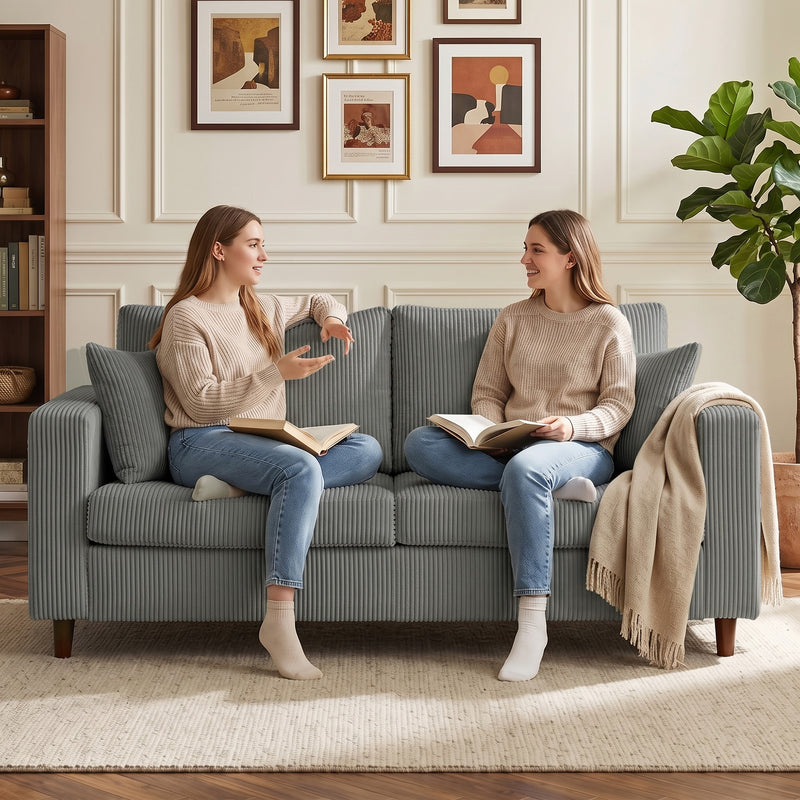 2 Seater Extra Wide Loveseat Sofa With Deep Corduroy Seat For Spacious Relaxing