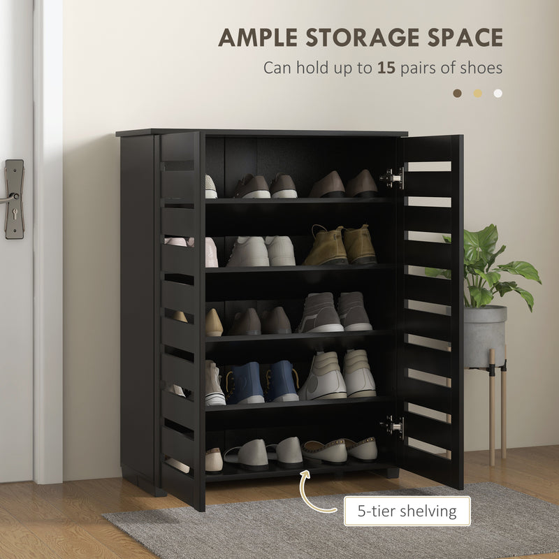 Black Shoe Storage Cabinet With Adjustable Shelves Ideal for Hallways and Entryways, Holds 15 Pairs