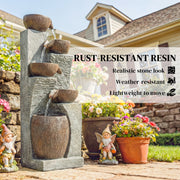 Outdoor Water Fountain with LED Lights for Relaxing Evenings and Gentle Garden Ambience Rustic Brown Outsunny
