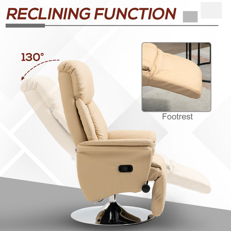 Recliner Chair with Swivel Base and Extendable Footrest for Living Room Comfort Beige
