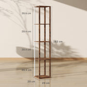 LED Floor Lamp with Shelves and Remote Control for Living Room or Bedroom Rustic Brown