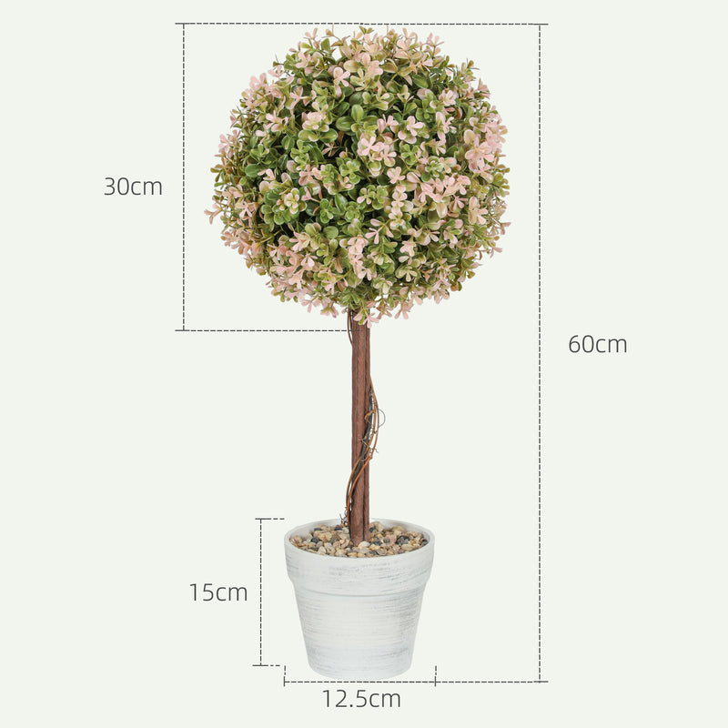 Set of 2 Artificial Murraya Plants 60cm Cream White for Indoor Outdoor Decor by HOMCOM