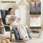 Curved Wooden Accent Chair with Adjustable Footrest Dark Grey by HOMCOM