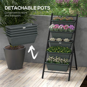 Grey 5 Tier Vertical Garden Planter Stand With Containers For Vegetables And Flowers