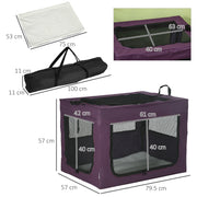 Soft Pet Carrier with Cushion for Small and Medium Dogs Ideal for Travel 80cm, Purple